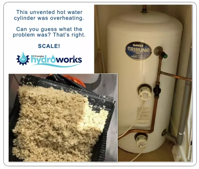 This hot water cylinder was beginning to overheat.